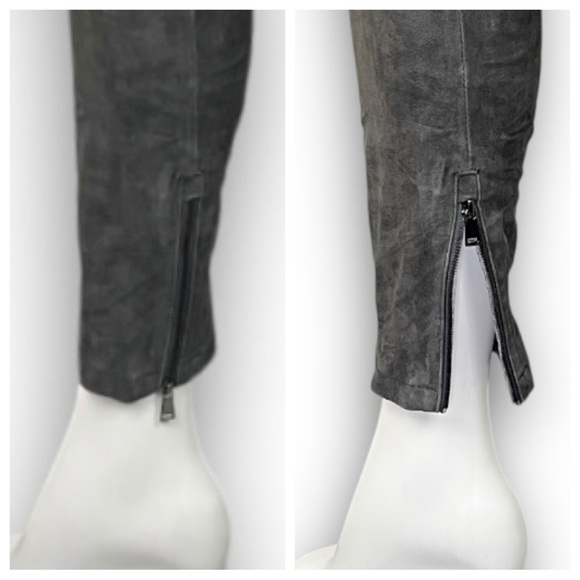 VINCE Suede Ankle Zip Leggings Genuine Lamb Leather Moto Bikercore Boho Western - Picture 10 of 16